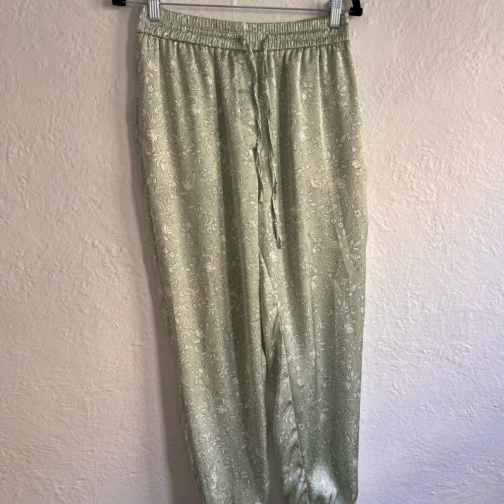 Zara Mint Green Floral Joggers